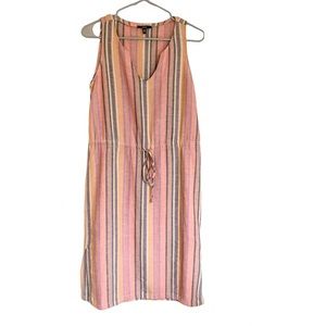 Anthropologie Drew Linen Blend Sleeveless Striped Midi Dress - Agave, Si…